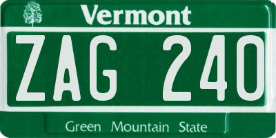 VT license plate ZAG240