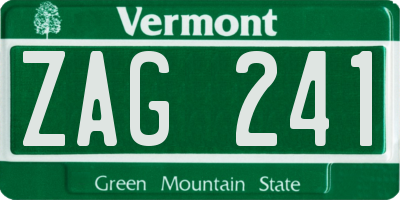VT license plate ZAG241