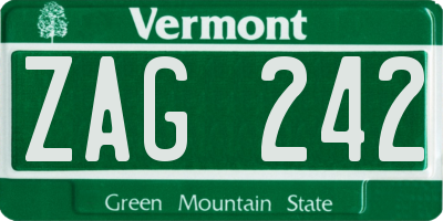 VT license plate ZAG242