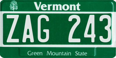 VT license plate ZAG243