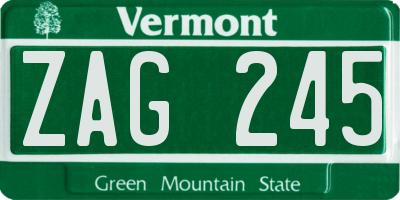 VT license plate ZAG245