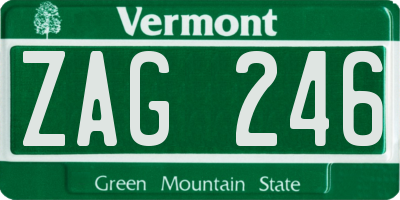 VT license plate ZAG246