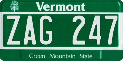 VT license plate ZAG247