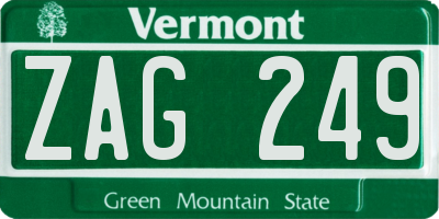 VT license plate ZAG249