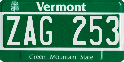 VT license plate ZAG253