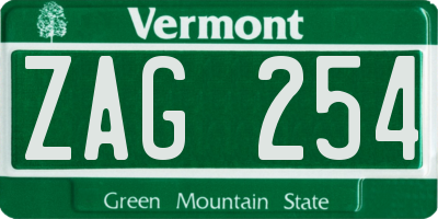 VT license plate ZAG254