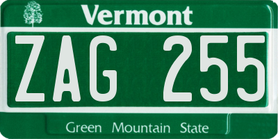 VT license plate ZAG255
