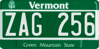 VT license plate ZAG256