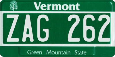 VT license plate ZAG262