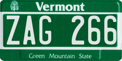 VT license plate ZAG266