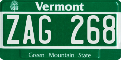 VT license plate ZAG268