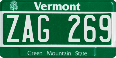 VT license plate ZAG269