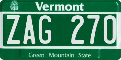 VT license plate ZAG270