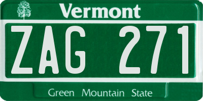 VT license plate ZAG271