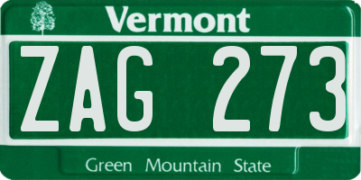 VT license plate ZAG273