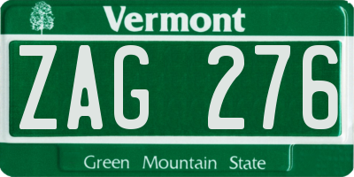VT license plate ZAG276