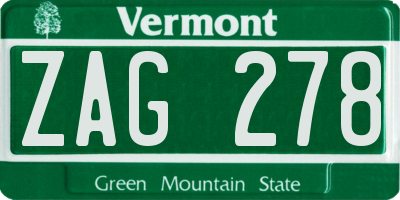 VT license plate ZAG278