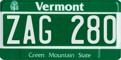 VT license plate ZAG280