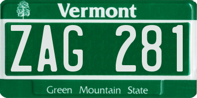 VT license plate ZAG281