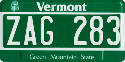 VT license plate ZAG283
