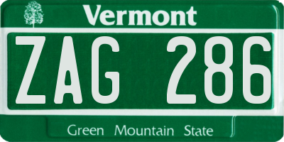 VT license plate ZAG286