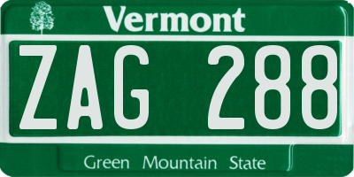 VT license plate ZAG288