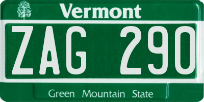 VT license plate ZAG290