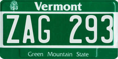 VT license plate ZAG293