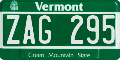 VT license plate ZAG295