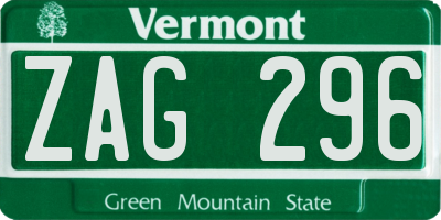 VT license plate ZAG296