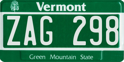 VT license plate ZAG298