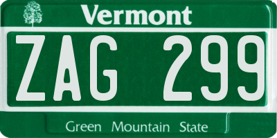 VT license plate ZAG299