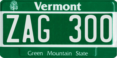 VT license plate ZAG300