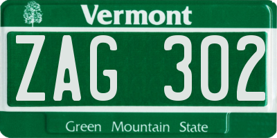 VT license plate ZAG302