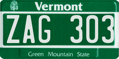 VT license plate ZAG303