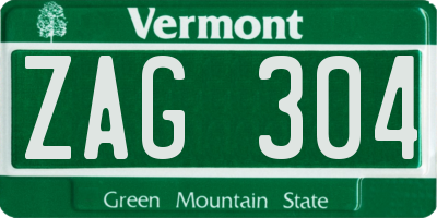 VT license plate ZAG304