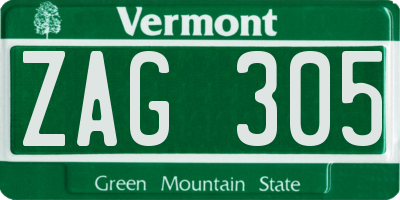 VT license plate ZAG305