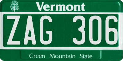 VT license plate ZAG306