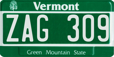 VT license plate ZAG309