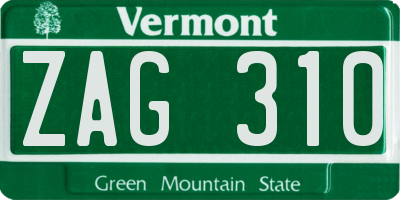 VT license plate ZAG310