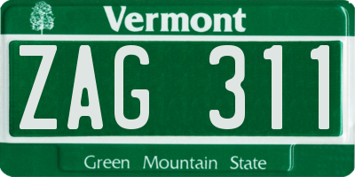 VT license plate ZAG311