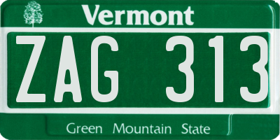 VT license plate ZAG313