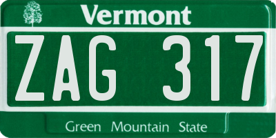 VT license plate ZAG317
