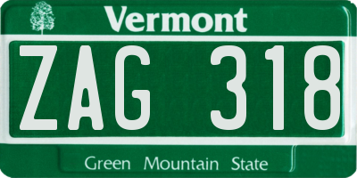VT license plate ZAG318