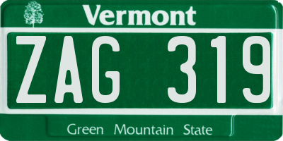 VT license plate ZAG319