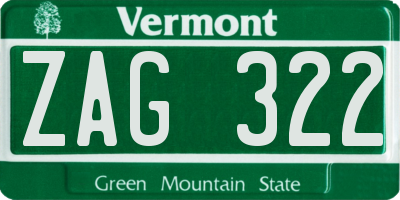 VT license plate ZAG322