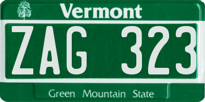 VT license plate ZAG323
