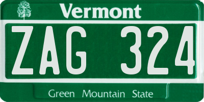 VT license plate ZAG324
