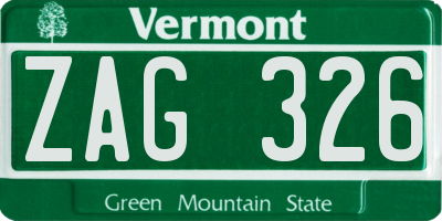 VT license plate ZAG326