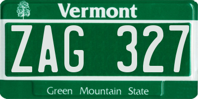 VT license plate ZAG327